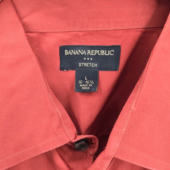 Banana Republic Red Stretch Button Down Long Sleeve Mens Cotton Dress Shirt L - Picture 6 of 7